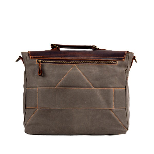 Waterproof Canvas Stitching Leather Briefcase Handbag - Image 3