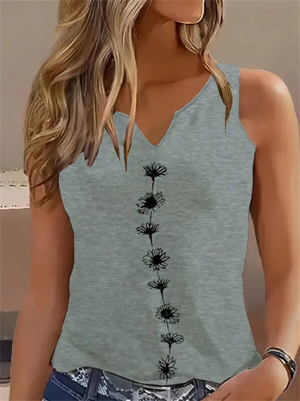Floral Print Tank Top, Casual Notch Neck Summer Sleeveless Top, Women's Clothing - Image 2