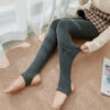 Autumn And Winter Fleece-lined Thickened Screw Cotton Vertical Stripes Base One-piece Trousers - Image 7
