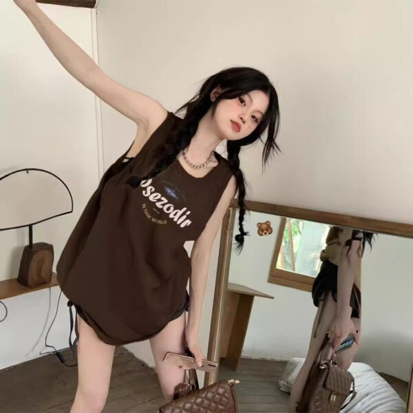 Women's Loose Sling Tank Top Sleeveless T-shirt - Image 2