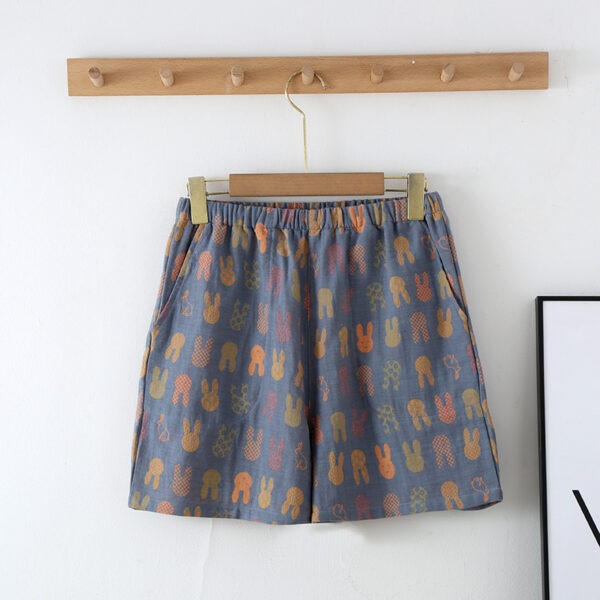 New Summer Retro Jacquard Shorts Thin Cotton Double Side Pocket Home Pants - Image 8