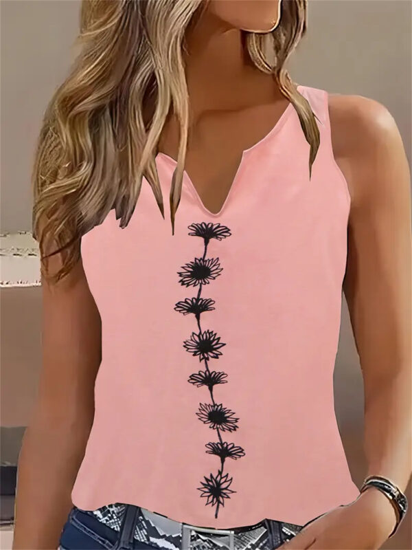 Floral Print Tank Top, Casual Notch Neck Summer Sleeveless Top, Women's Clothing - Image 5