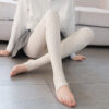 Autumn And Winter Fleece-lined Thickened Screw Cotton Vertical Stripes Base One-piece Trousers - Image 3