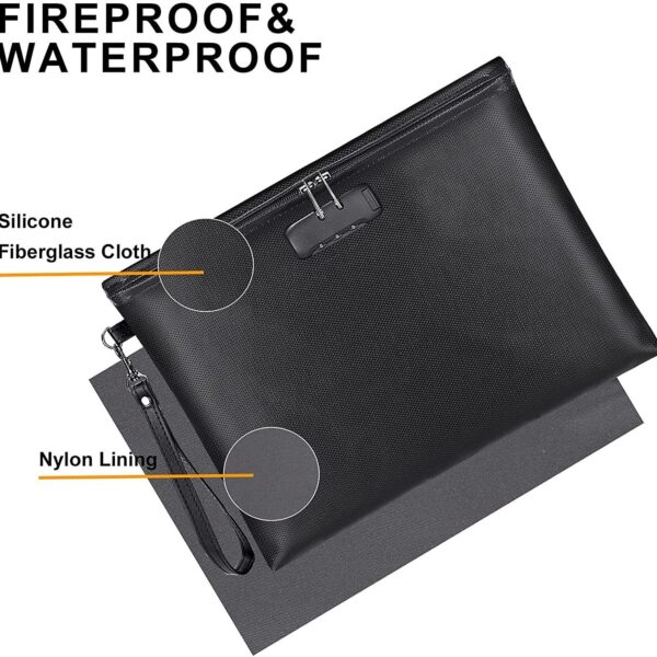 Zippered File Bag Liquid Silicone Fire Protection Data File Buggy Bag - Image 5