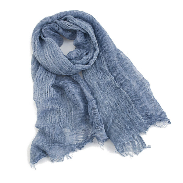 Solid Color Linen Scarf Retro Style Tassel Shawl For Women - Image 2