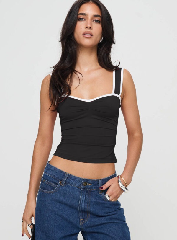 Contrast Color Sling Pleated Hot Girl Small Tank Top - Image 7