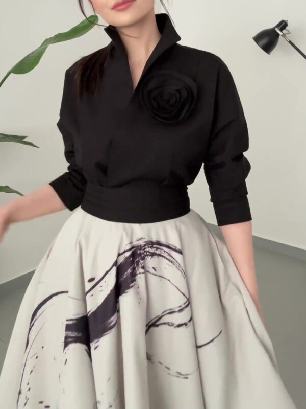 Vintage Three-layer Tulle Print Skirt - Image 2