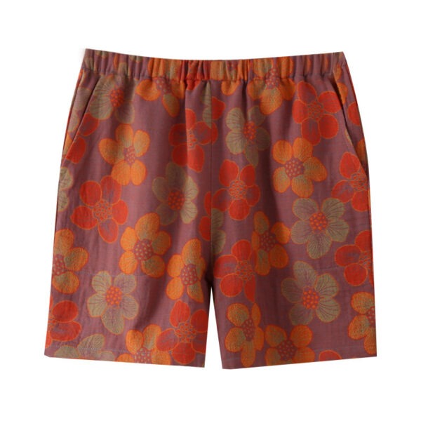 New Summer Retro Jacquard Shorts Thin Cotton Double Side Pocket Home Pants - Image 7