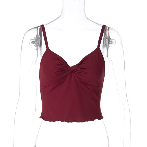 Women's Bow Camisole Backless Tank Waist Trimming Wave Edge Bandeau Sling Top - Image 9