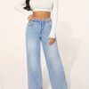 [Soft High-Rise Jeans] Soft Stretch High-Rise Jeans - Women's Light Blue Wide-Leg Denim, Adjustable Waistband, Slash Pockets, All-Season Versatile Style - Image 10