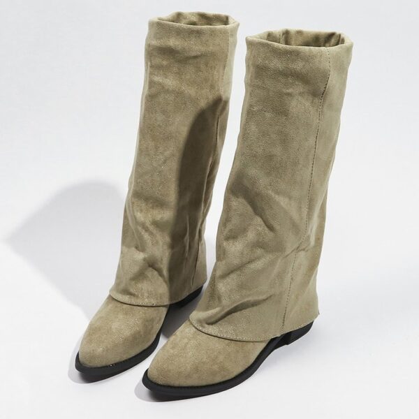 Women's Boots Suede European And American Fashion Outerwear Pointed Toe Chunky Heel Pants Retro Fashion Boots - Image 8