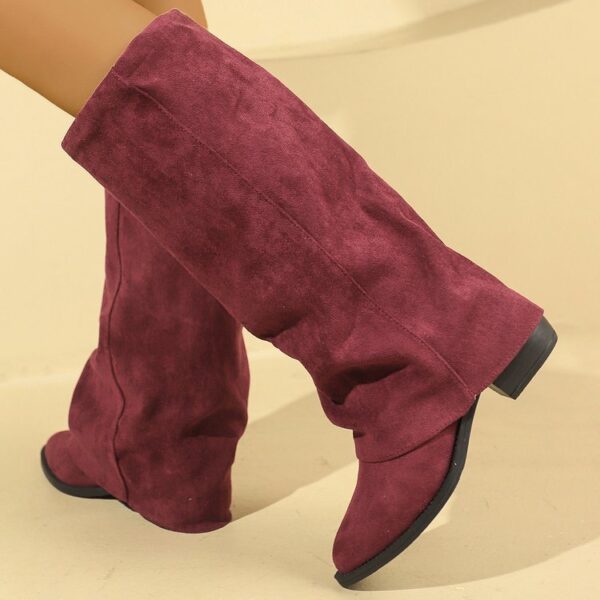 Women's Boots Suede European And American Fashion Outerwear Pointed Toe Chunky Heel Pants Retro Fashion Boots - Image 2