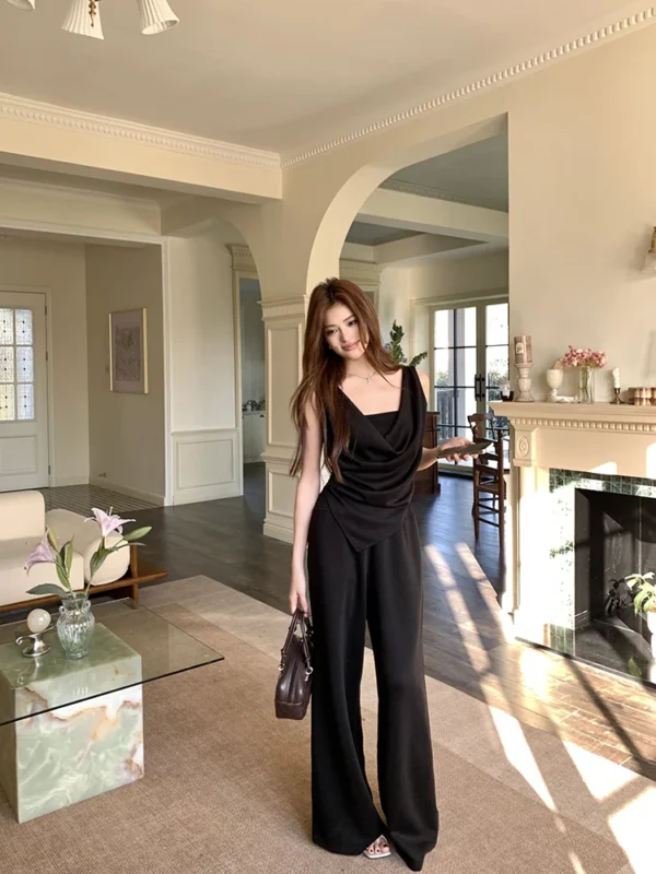 H Han Queen New Chic Summer 2-Piece Suit Women Elegant Sleeveless Top+Simple Pants Korean Casual Set Simple Office Pants Suit - Image 14