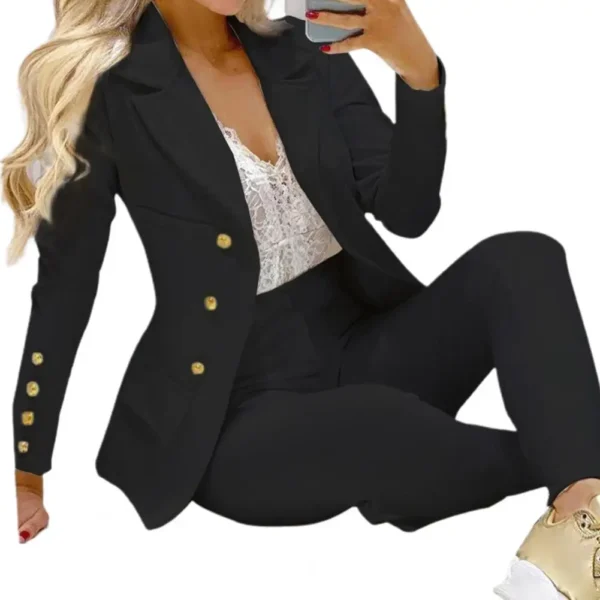 High Waist 2 Pcs/Set Stylish Slim Cardigan Lady Business Two-Piece Set Office Lady Business Suit Cardigan   for Work - Image 11
