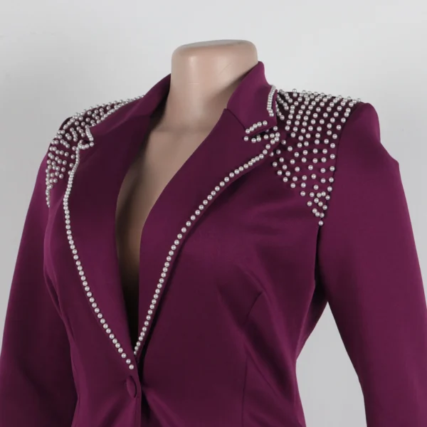 2 Pieces Women's Sets Autumn Winter Long Sleeve Pearl Blazers Suit Tops And Pants Suits Two Piece Set Tracksuit Outfit 2025 - Image 28