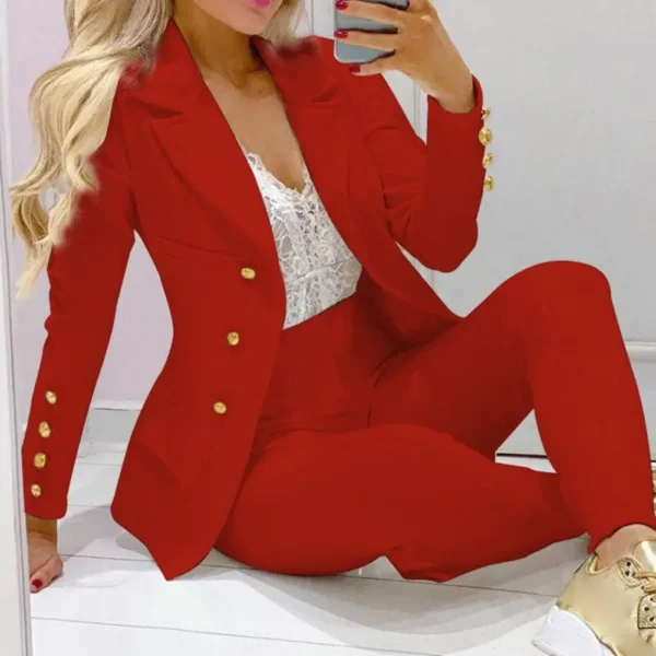 High Waist 2 Pcs/Set Stylish Slim Cardigan Lady Business Two-Piece Set Office Lady Business Suit Cardigan   for Work - Image 2