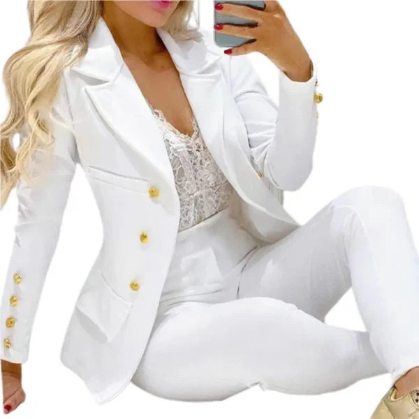 High Waist 2 Pcs/Set Stylish Slim Cardigan Lady Business Two-Piece Set Office Lady Business Suit Cardigan   for Work - Image 10