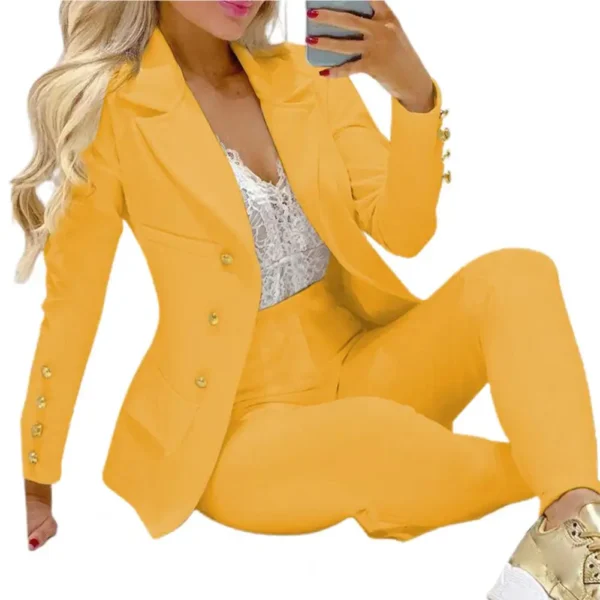High Waist 2 Pcs/Set Stylish Slim Cardigan Lady Business Two-Piece Set Office Lady Business Suit Cardigan   for Work - Image 8