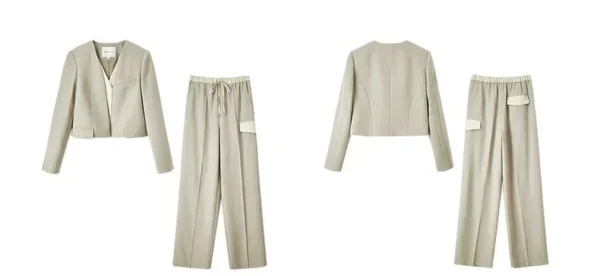 SENTUBILA Women's Pants Suits 2025 Spring Autumn Patchwork V Neck Blazer Straight Full-length Pants 2 Piece Sets 133Z52416 - Image 31