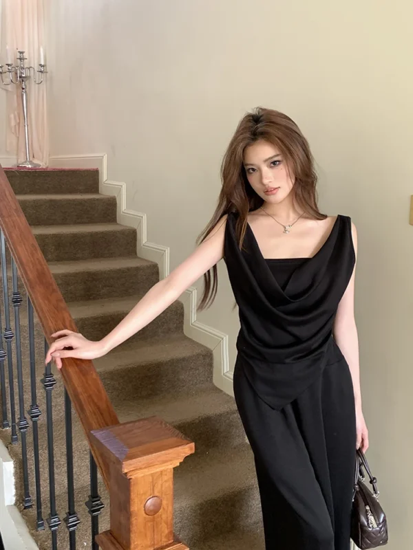 H Han Queen New Chic Summer 2-Piece Suit Women Elegant Sleeveless Top+Simple Pants Korean Casual Set Simple Office Pants Suit - Image 21