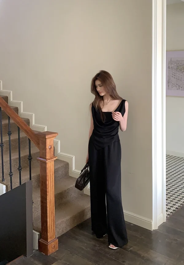 H Han Queen New Chic Summer 2-Piece Suit Women Elegant Sleeveless Top+Simple Pants Korean Casual Set Simple Office Pants Suit - Image 17