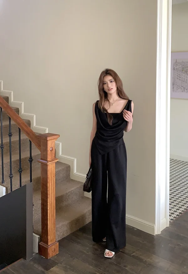 H Han Queen New Chic Summer 2-Piece Suit Women Elegant Sleeveless Top+Simple Pants Korean Casual Set Simple Office Pants Suit - Image 16