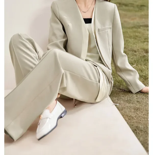 SENTUBILA Women's Pants Suits 2025 Spring Autumn Patchwork V Neck Blazer Straight Full-length Pants 2 Piece Sets 133Z52416 - Image 8