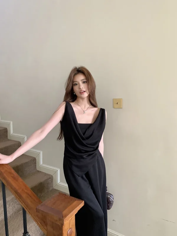 H Han Queen New Chic Summer 2-Piece Suit Women Elegant Sleeveless Top+Simple Pants Korean Casual Set Simple Office Pants Suit - Image 18