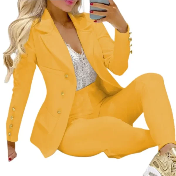 High Waist 2 Pcs/Set Stylish Slim Cardigan Lady Business Two-Piece Set Office Lady Business Suit Cardigan   for Work - Image 3
