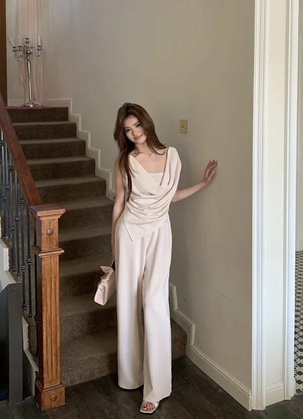 H Han Queen New Chic Summer 2-Piece Suit Women Elegant Sleeveless Top+Simple Pants Korean Casual Set Simple Office Pants Suit - Image 32
