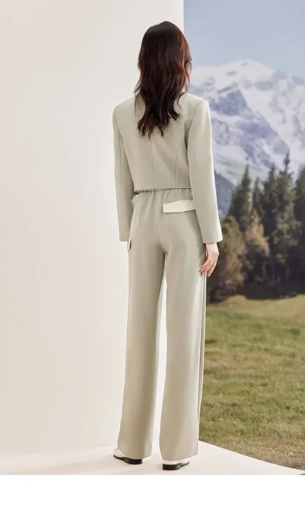 SENTUBILA Women's Pants Suits 2025 Spring Autumn Patchwork V Neck Blazer Straight Full-length Pants 2 Piece Sets 133Z52416 - Image 29