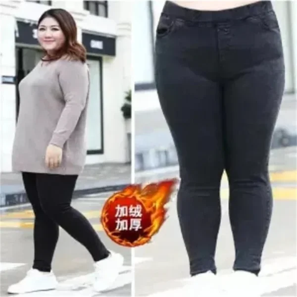 Women Jeans 2022 New Autumn Trousers High-Waist Elasticity leggings Velvet Warm Winter Denim Pants Female Long Pants 6XL 7XL 8XL - Image 4