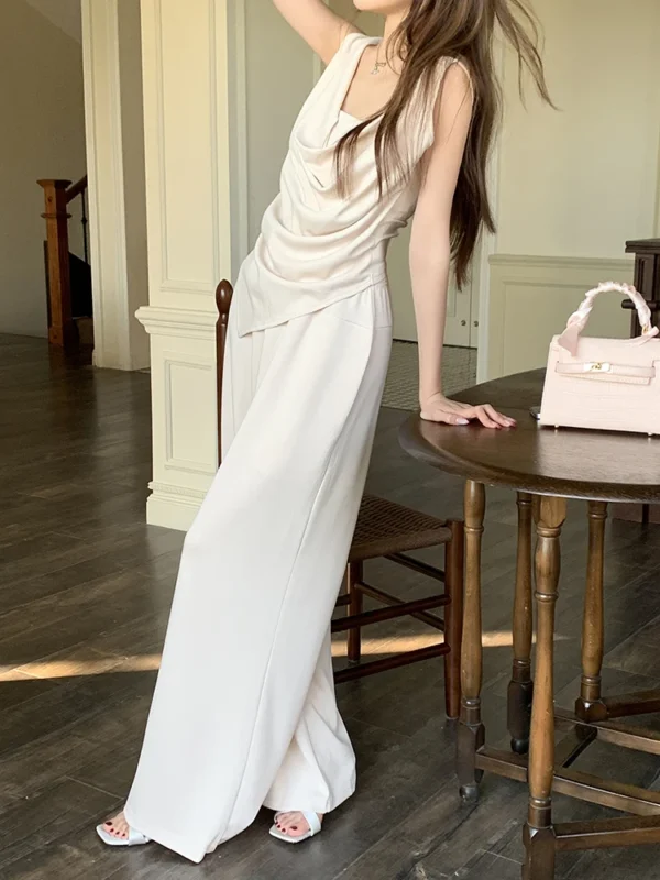 H Han Queen New Chic Summer 2-Piece Suit Women Elegant Sleeveless Top+Simple Pants Korean Casual Set Simple Office Pants Suit - Image 27