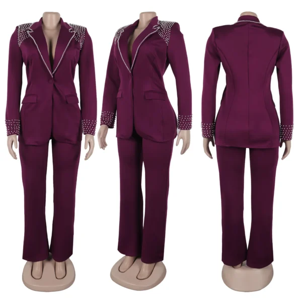 2 Pieces Women's Sets Autumn Winter Long Sleeve Pearl Blazers Suit Tops And Pants Suits Two Piece Set Tracksuit Outfit 2025 - Image 26
