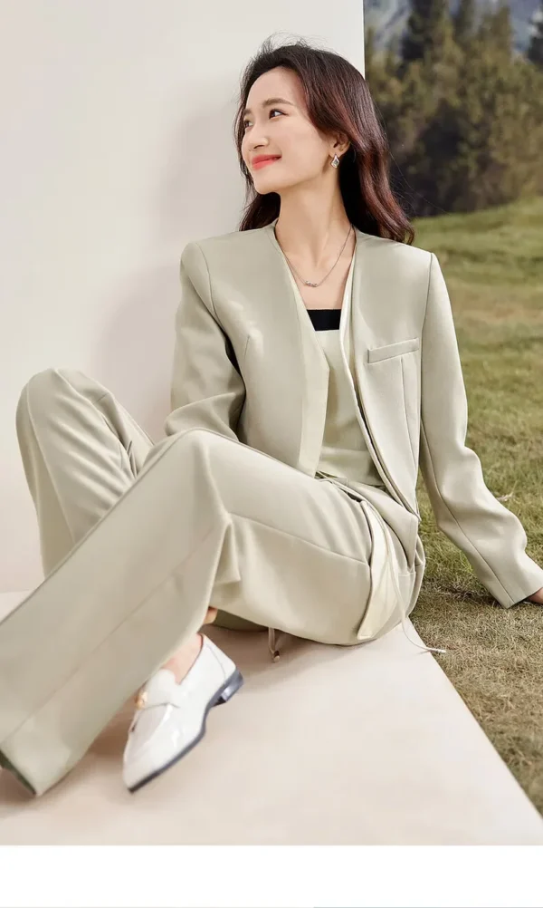 SENTUBILA Women's Pants Suits 2025 Spring Autumn Patchwork V Neck Blazer Straight Full-length Pants 2 Piece Sets 133Z52416 - Image 25