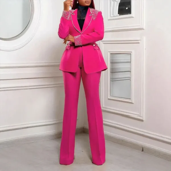 2 Pieces Women's Sets Autumn Winter Long Sleeve Pearl Blazers Suit Tops And Pants Suits Two Piece Set Tracksuit Outfit 2025 - Image 15