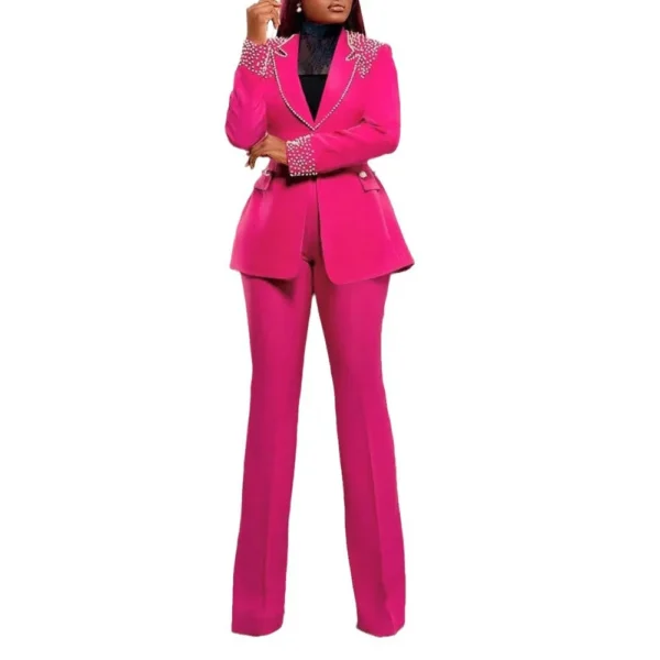 2 Pieces Women's Sets Autumn Winter Long Sleeve Pearl Blazers Suit Tops And Pants Suits Two Piece Set Tracksuit Outfit 2025 - Image 22