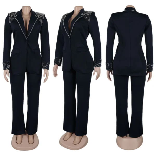 2 Pieces Women's Sets Autumn Winter Long Sleeve Pearl Blazers Suit Tops And Pants Suits Two Piece Set Tracksuit Outfit 2025 - Image 25