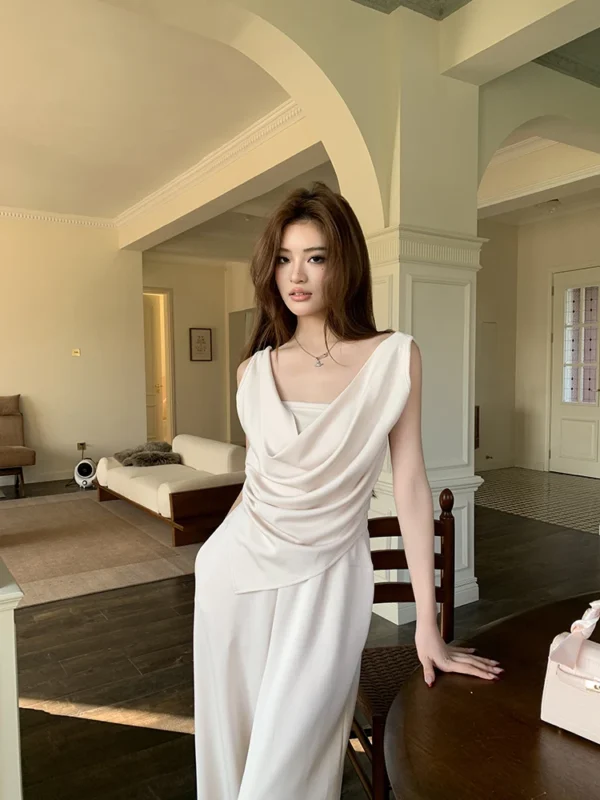H Han Queen New Chic Summer 2-Piece Suit Women Elegant Sleeveless Top+Simple Pants Korean Casual Set Simple Office Pants Suit - Image 28