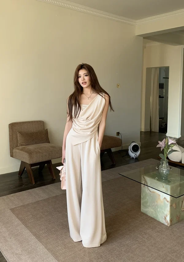 H Han Queen New Chic Summer 2-Piece Suit Women Elegant Sleeveless Top+Simple Pants Korean Casual Set Simple Office Pants Suit - Image 22