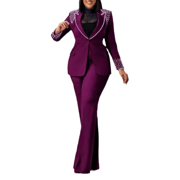 2 Pieces Women's Sets Autumn Winter Long Sleeve Pearl Blazers Suit Tops And Pants Suits Two Piece Set Tracksuit Outfit 2025 - Image 23