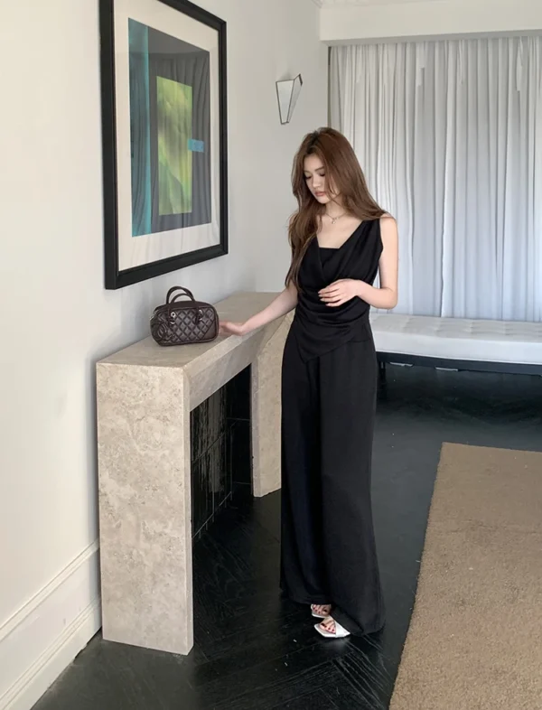 H Han Queen New Chic Summer 2-Piece Suit Women Elegant Sleeveless Top+Simple Pants Korean Casual Set Simple Office Pants Suit - Image 11