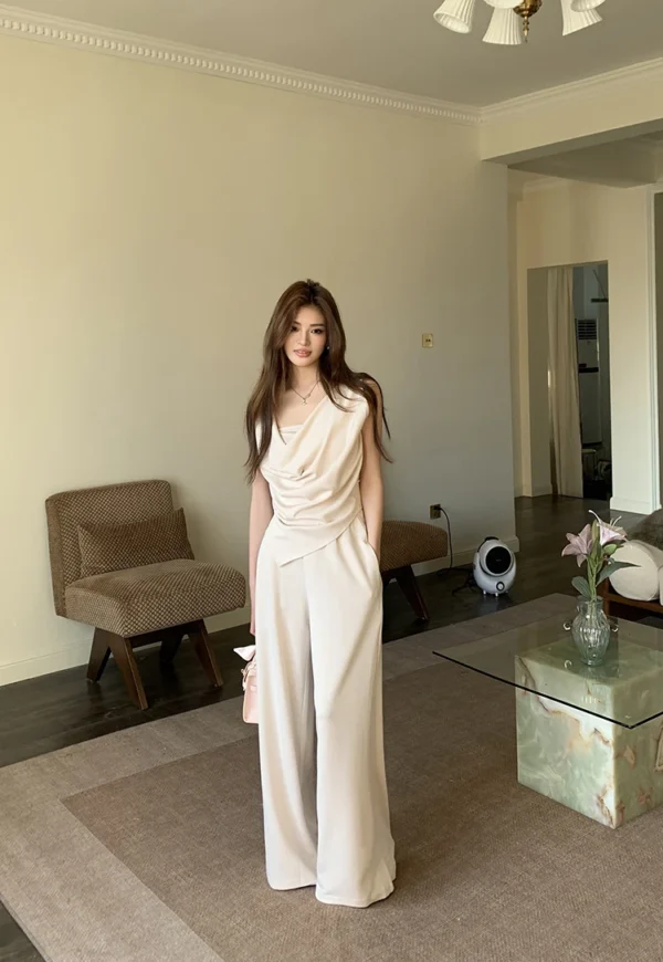 H Han Queen New Chic Summer 2-Piece Suit Women Elegant Sleeveless Top+Simple Pants Korean Casual Set Simple Office Pants Suit - Image 23