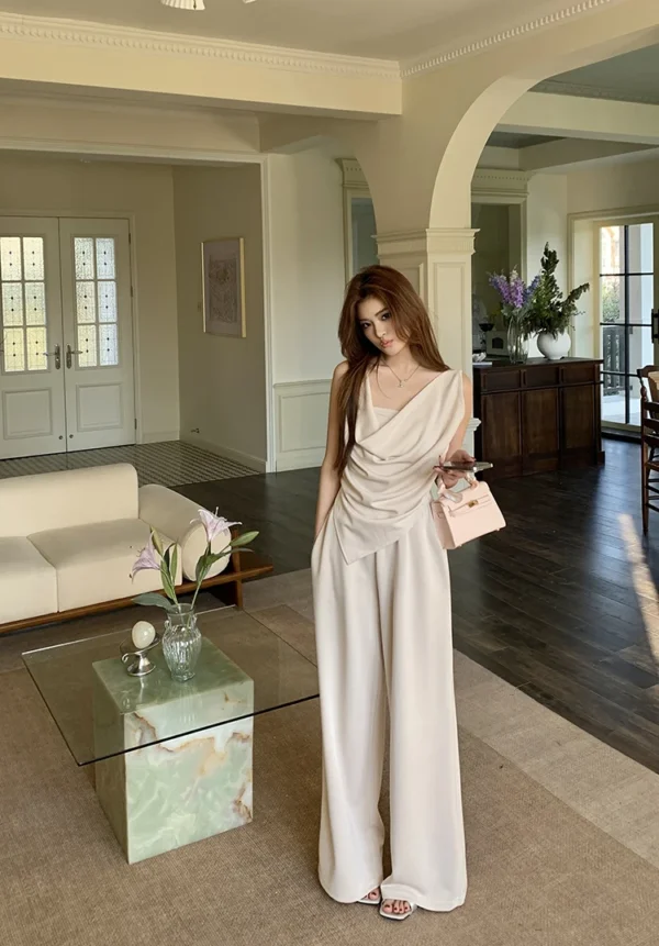 H Han Queen New Chic Summer 2-Piece Suit Women Elegant Sleeveless Top+Simple Pants Korean Casual Set Simple Office Pants Suit - Image 25