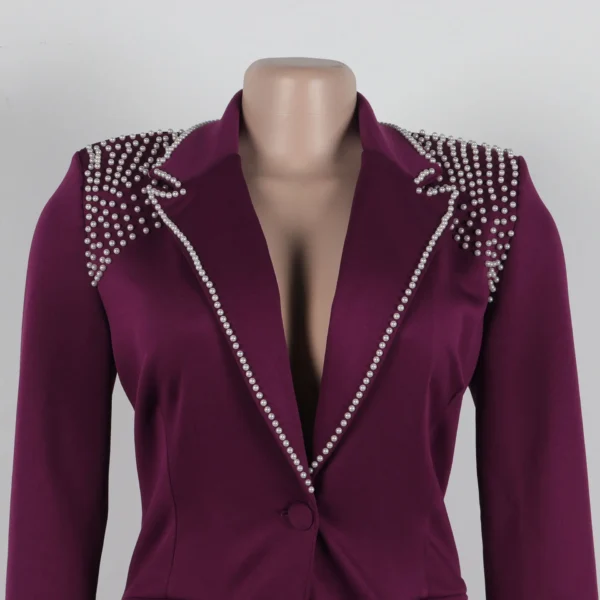 2 Pieces Women's Sets Autumn Winter Long Sleeve Pearl Blazers Suit Tops And Pants Suits Two Piece Set Tracksuit Outfit 2025 - Image 27