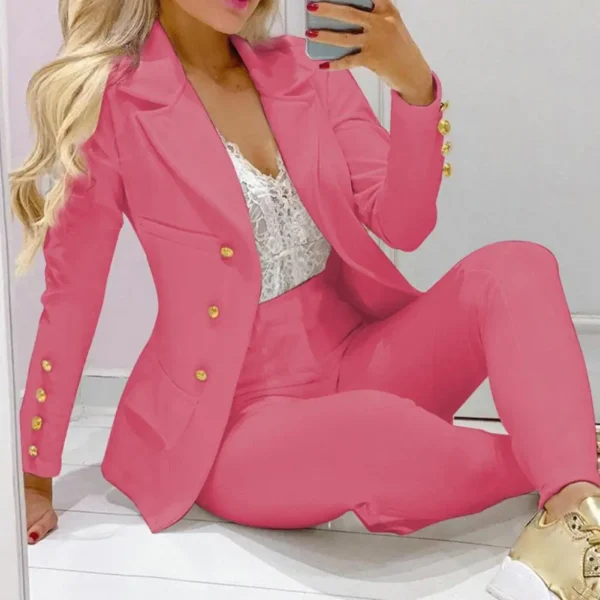 High Waist 2 Pcs/Set Stylish Slim Cardigan Lady Business Two-Piece Set Office Lady Business Suit Cardigan   for Work - Image 6