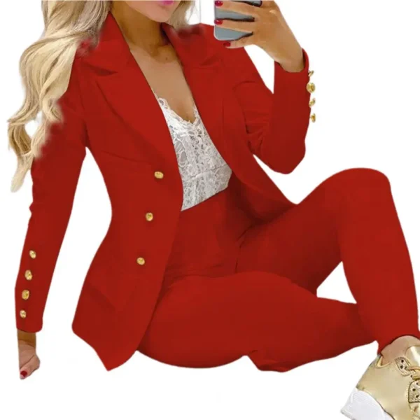 High Waist 2 Pcs/Set Stylish Slim Cardigan Lady Business Two-Piece Set Office Lady Business Suit Cardigan   for Work - Image 9