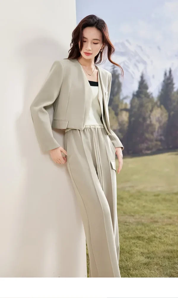 SENTUBILA Women's Pants Suits 2025 Spring Autumn Patchwork V Neck Blazer Straight Full-length Pants 2 Piece Sets 133Z52416 - Image 28
