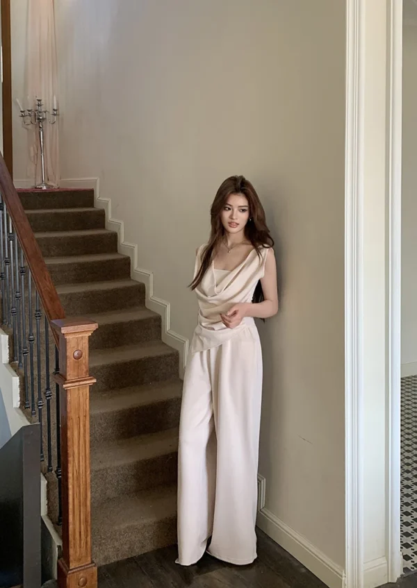 H Han Queen New Chic Summer 2-Piece Suit Women Elegant Sleeveless Top+Simple Pants Korean Casual Set Simple Office Pants Suit - Image 33
