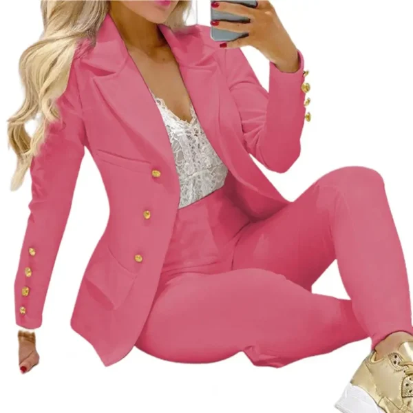 High Waist 2 Pcs/Set Stylish Slim Cardigan Lady Business Two-Piece Set Office Lady Business Suit Cardigan   for Work - Image 7
